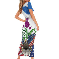 Scottish American Heritage Month Short Sleeve Bodycon Dress Thistle And American Eagle