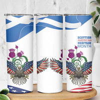 Scottish American Heritage Month Skinny Tumbler Thistle And American Eagle