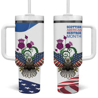 Scottish American Heritage Month Tumbler With Handle Thistle And American Eagle