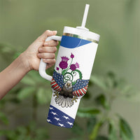 Scottish American Heritage Month Tumbler With Handle Thistle And American Eagle