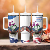 Scottish American Heritage Month Tumbler With Handle Thistle And American Eagle
