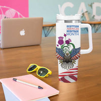 Scottish American Heritage Month Tumbler With Handle Thistle And American Eagle