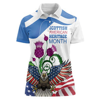 Scottish American Heritage Month Women Polo Shirt Thistle And American Eagle