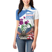 Scottish American Heritage Month Women Polo Shirt Thistle And American Eagle