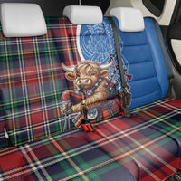 Scottish Tartan Back Car Seat Cover Highland Cow Playing Bagpipes