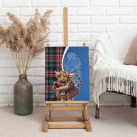Scottish Tartan Canvas Wall Art Highland Cow Playing Bagpipes