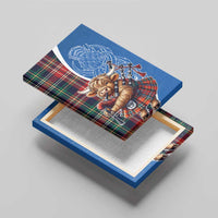 Scottish Tartan Canvas Wall Art Highland Cow Playing Bagpipes