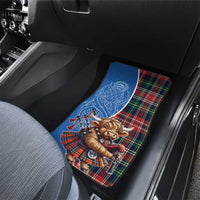 Scottish Tartan Car Mats Highland Cow Playing Bagpipes