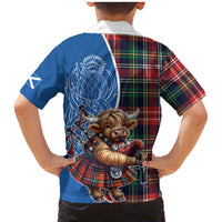 Scottish Tartan Family Matching Mermaid Dress and Hawaiian Shirt Highland Cow Playing Bagpipes