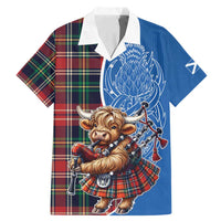 Scottish Tartan Family Matching Mermaid Dress and Hawaiian Shirt Highland Cow Playing Bagpipes