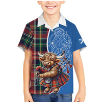 Scottish Tartan Family Matching Mermaid Dress and Hawaiian Shirt Highland Cow Playing Bagpipes