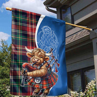 Scottish Tartan Garden Flag Highland Cow Playing Bagpipes