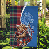 Scottish Tartan Garden Flag Highland Cow Playing Bagpipes