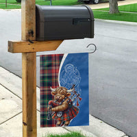 Scottish Tartan Garden Flag Highland Cow Playing Bagpipes