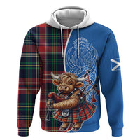 Scottish Tartan Hoodie Highland Cow Playing Bagpipes