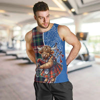 Scottish Tartan Men Tank Top Highland Cow Playing Bagpipes