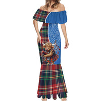 Scottish Tartan Mermaid Dress Highland Cow Playing Bagpipes