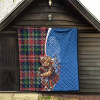 Scottish Tartan Quilt Highland Cow Playing Bagpipes