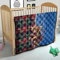 Scottish Tartan Quilt Highland Cow Playing Bagpipes