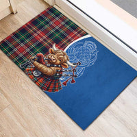 Scottish Tartan Rubber Doormat Highland Cow Playing Bagpipes