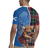 Scottish Tartan Rugby Jersey Highland Cow Playing Bagpipes