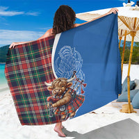 Scottish Tartan Sarong Highland Cow Playing Bagpipes
