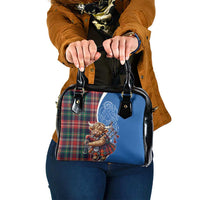 Scottish Tartan Shoulder Handbag Highland Cow Playing Bagpipes