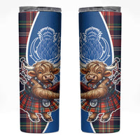 Scottish Tartan Skinny Tumbler Highland Cow Playing Bagpipes
