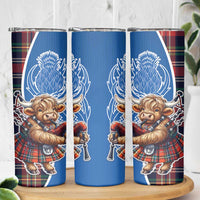 Scottish Tartan Skinny Tumbler Highland Cow Playing Bagpipes