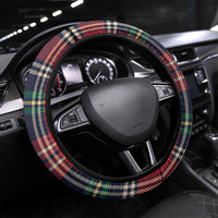 Scottish Tartan Steering Wheel Cover Highland Cow Playing Bagpipes