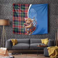 Scottish Tartan Tapestry Highland Cow Playing Bagpipes