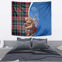 Scottish Tartan Tapestry Highland Cow Playing Bagpipes