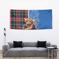 Scottish Tartan Tapestry Highland Cow Playing Bagpipes