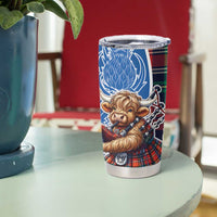 Scottish Tartan Tumbler Cup Highland Cow Playing Bagpipes