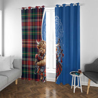 Scottish Tartan Window Curtain Highland Cow Playing Bagpipes