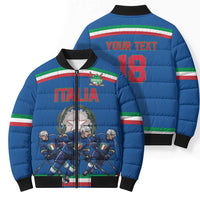 Italy Hockey Custom Bomber Puffer Jacket Italia Hockey Pride Vintage Blue