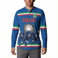 Italy Hockey Custom Button Sweatshirt Italia Hockey Pride Vintage Blue