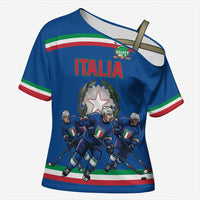 Italy Hockey Custom Cross Shoulder Shirt Italia Hockey Pride Vintage Blue