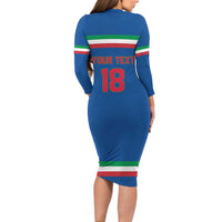 Italy Hockey Custom Long Sleeve Bodycon Dress Italia Hockey Pride Vintage Blue