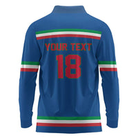 Italy Hockey Custom Long Sleeve Polo Shirt Italia Hockey Pride Vintage Blue