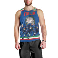 Italy Hockey Custom Men Tank Top Italia Hockey Pride Vintage Blue