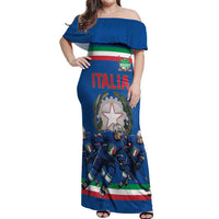 Italy Hockey Custom Off Shoulder Maxi Dress Italia Hockey Pride Vintage Blue