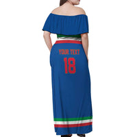 Italy Hockey Custom Off Shoulder Maxi Dress Italia Hockey Pride Vintage Blue