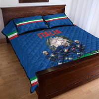Italy Hockey Quilt Bed Set Italia Hockey Pride Vintage Blue