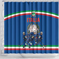 Italy Hockey Shower Curtain Italia Hockey Pride Vintage Blue
