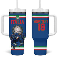 Italy Hockey Custom Tumbler With Handle Italia Hockey Pride Vintage Blue