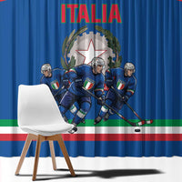 Italy Hockey Window Curtain Italia Hockey Pride Vintage Blue