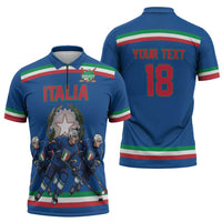 Italy Hockey Custom Zipper Polo Shirt Italia Hockey Pride Vintage Blue