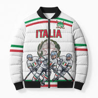 Italy Hockey Custom Bomber Puffer Jacket Italia Hockey Pride Vintage White