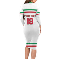 Italy Hockey Custom Long Sleeve Bodycon Dress Italia Hockey Pride Vintage White